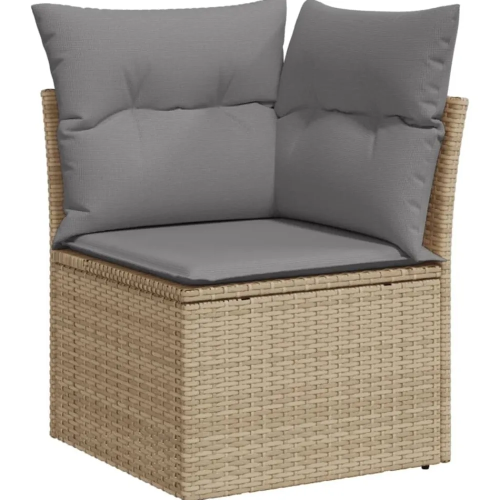 vidaXL Set sofás de jardín 7 piezas y cojines ratán sintético beige beige y gris