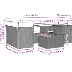 vidaXL Set sofás de jardín 7 piezas y cojines ratán sintético beige beige y gris