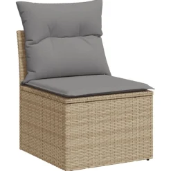 vidaXL Muebles De Jardín-Set sofás de jardín 7 piezas y cojines ratán sintético beige