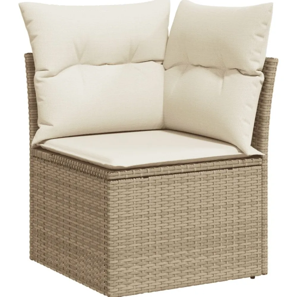 vidaXL Set sofás de jardín 7 piezas y cojines ratán sintético beige beige y crema Outlet