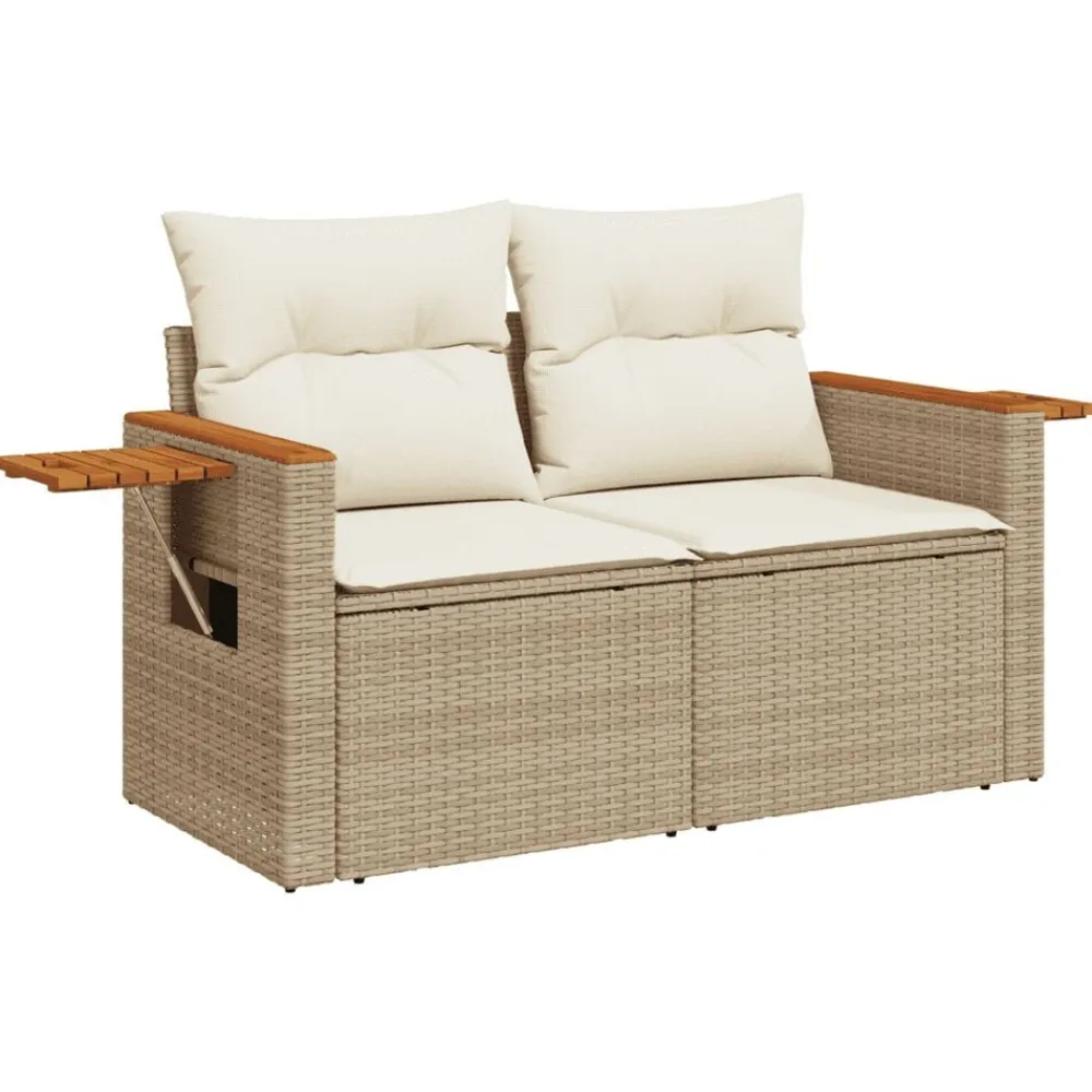 vidaXL Set sofás de jardín 7 piezas y cojines ratán sintético beige beige y crema Outlet