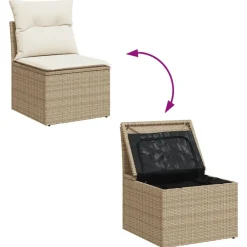 vidaXL Set sofás de jardín 7 piezas y cojines ratán sintético beige beige y crema