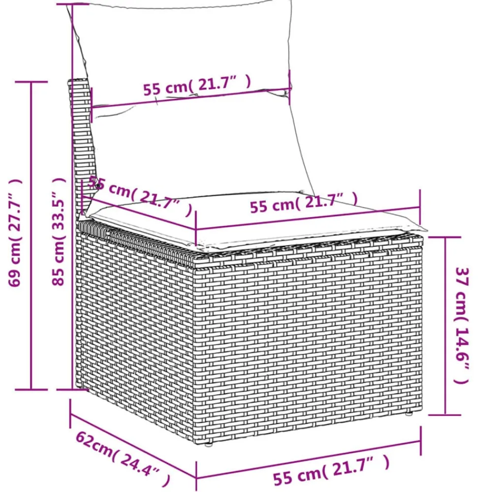 vidaXL Muebles De Jardín-Set sofás de jardín 8 piezas y cojines ratán sintético marrón