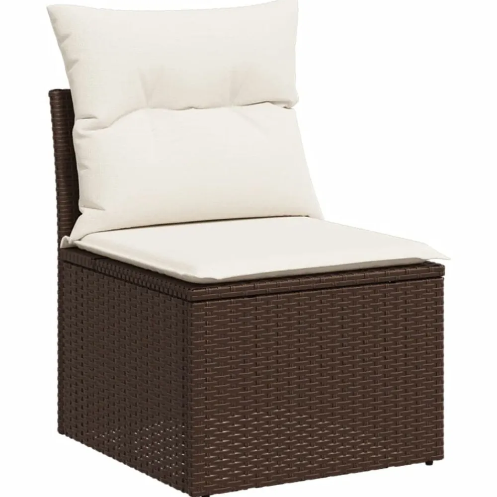 vidaXL Muebles De Jardín-Set sofás de jardín 8 piezas y cojines ratán sintético marrón