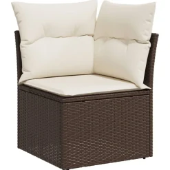 vidaXL Muebles De Jardín-Set sofás de jardín 8 piezas y cojines ratán sintético marrón