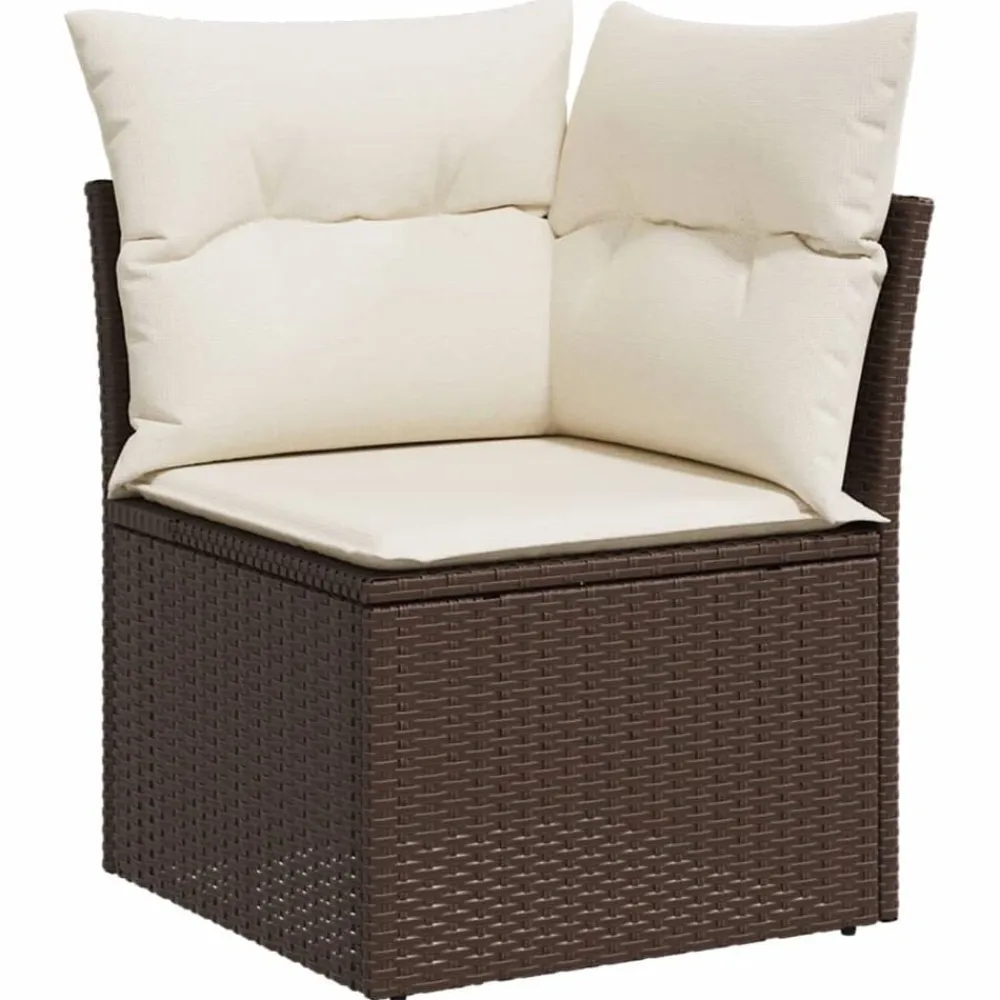 vidaXL Muebles De Jardín-Set sofás de jardín 8 piezas y cojines ratán sintético marrón