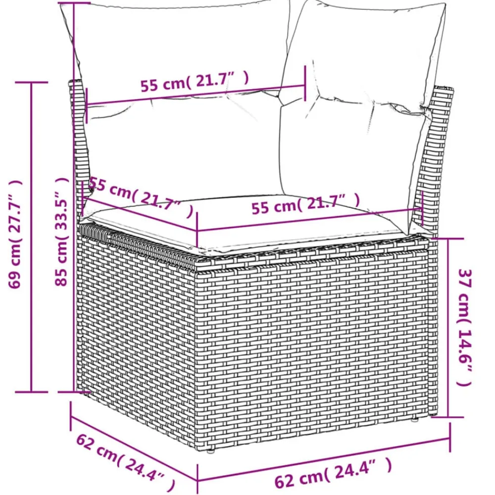 vidaXL Muebles De Jardín-Set sofás de jardín 8 piezas y cojines ratán sintético marrón