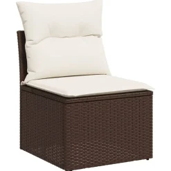 vidaXL Muebles De Jardín-Set sofás de jardín 8 piezas y cojines ratán sintético marrón