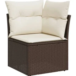 vidaXL Muebles De Jardín-Set sofás de jardín 8 piezas y cojines ratán sintético marrón