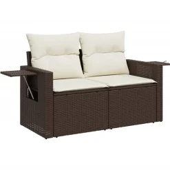 vidaXL Muebles De Jardín-Set sofás de jardín 8 piezas y cojines ratán sintético marrón