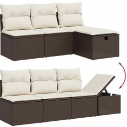vidaXL Muebles De Jardín-Set sofás de jardín 8 piezas y cojines ratán sintético marrón