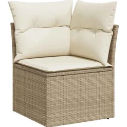 vidaXL Muebles De Jardín-Set sofás jardín y cojines 5 pzas ratán sintético acacia beige
