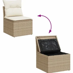 vidaXL Muebles De Jardín-Set sofás jardín y cojines 5 pzas ratán sintético acacia beige