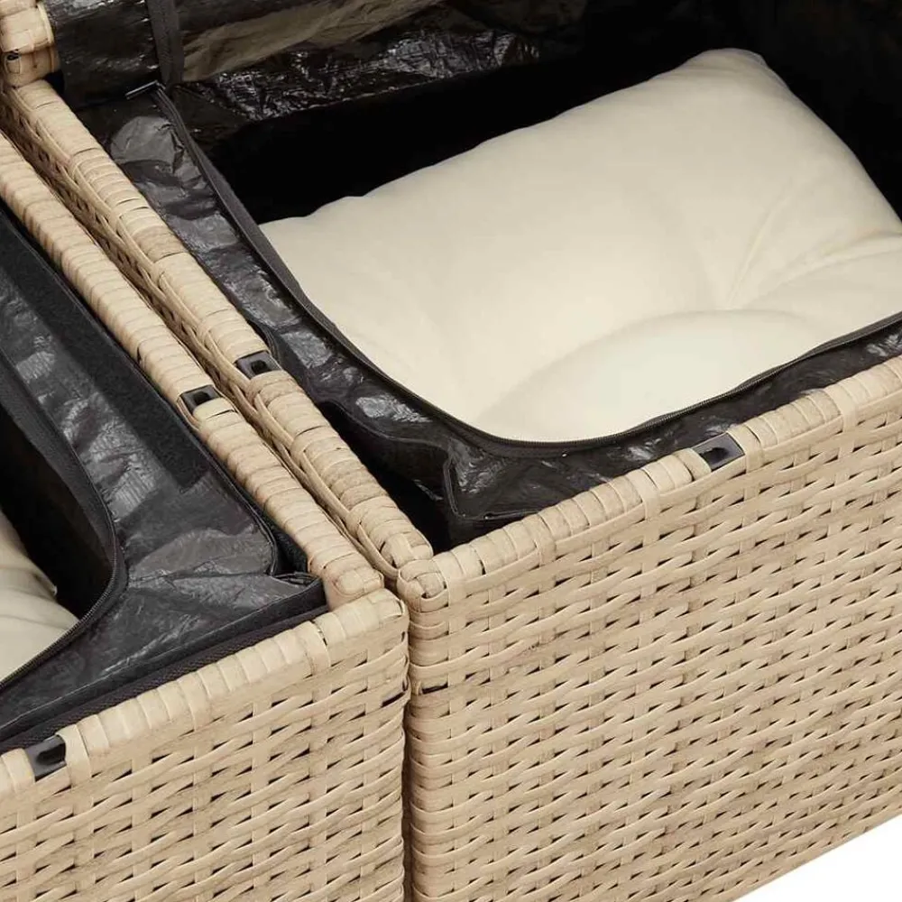 vidaXL Muebles De Jardín-Set sofás jardín y cojines 9 pzas ratán sintético acacia beige
