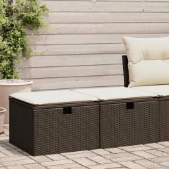 vidaXL Muebles De Jardín-Set sofás jardín y cojines 2 pzas ratán sintético acacia marrón