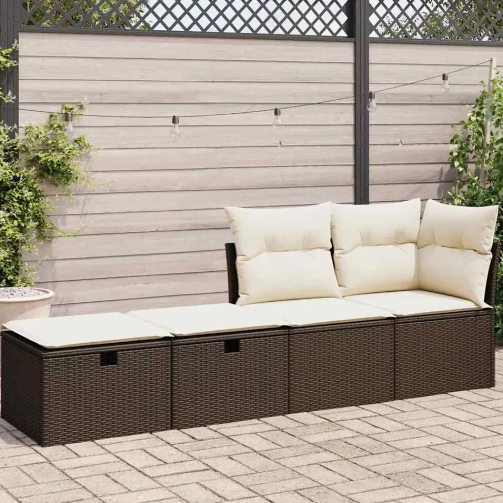 vidaXL Muebles De Jardín-Set sofás jardín y cojines 2 pzas ratán sintético acacia marrón