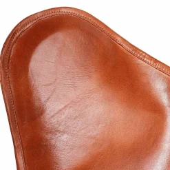 vidaXL Sillas-Silla Butterfly de cuero auténtico marrón