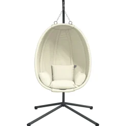 vidaXL Silla colgante huevo con soporte tela y acero Beige