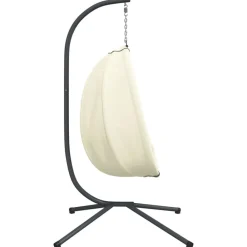 vidaXL Silla colgante huevo con soporte tela y acero Beige