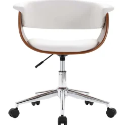 vidaXL Silla comedor giratoria madera curvada cuero sintético Blanco Clearance