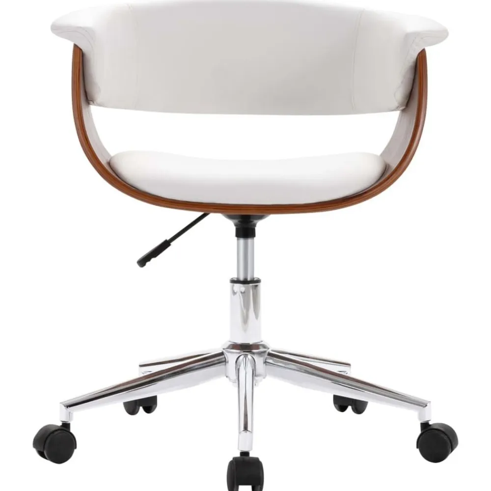 vidaXL Silla comedor giratoria madera curvada cuero sintético Blanco Clearance