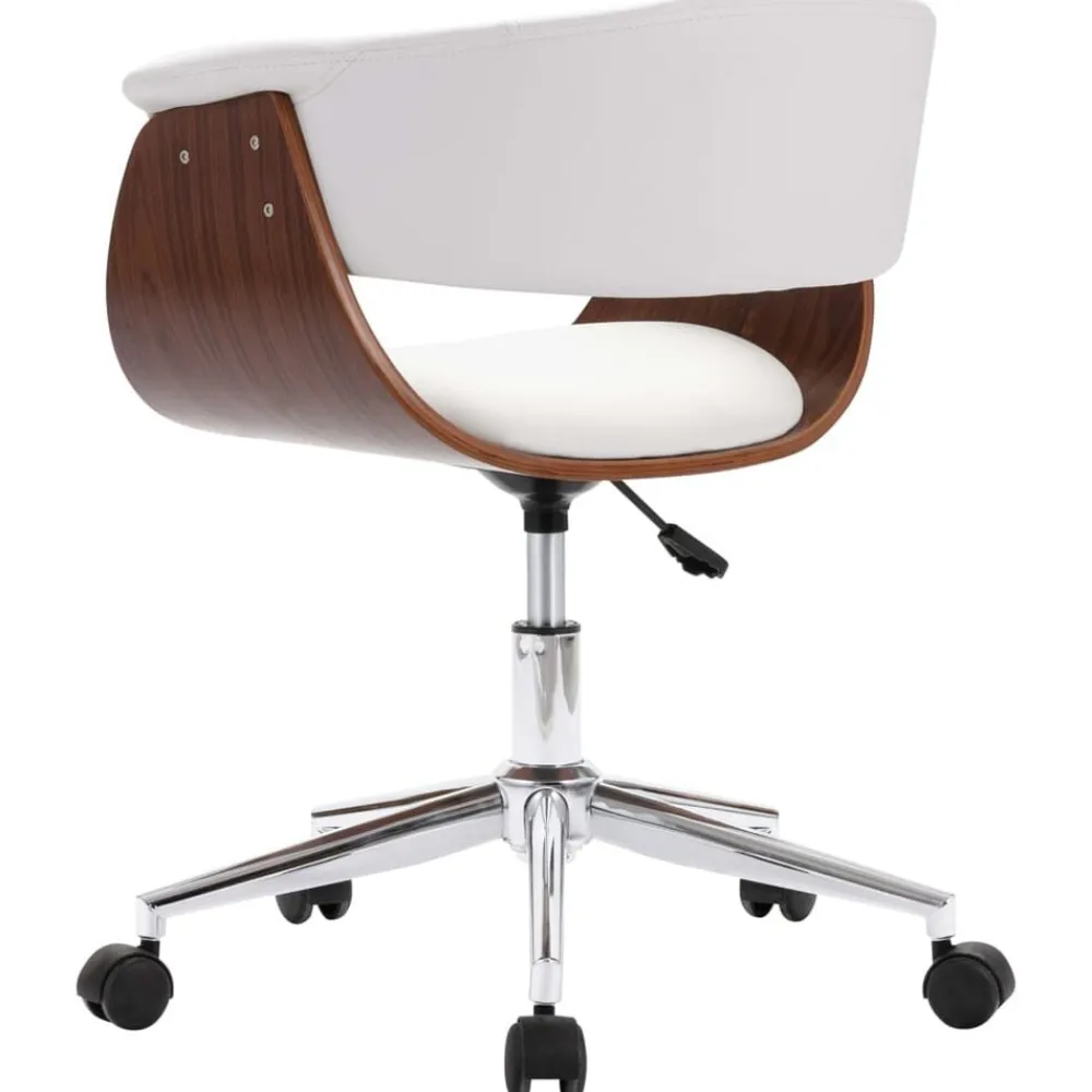 vidaXL Silla comedor giratoria madera curvada cuero sintético Blanco Clearance