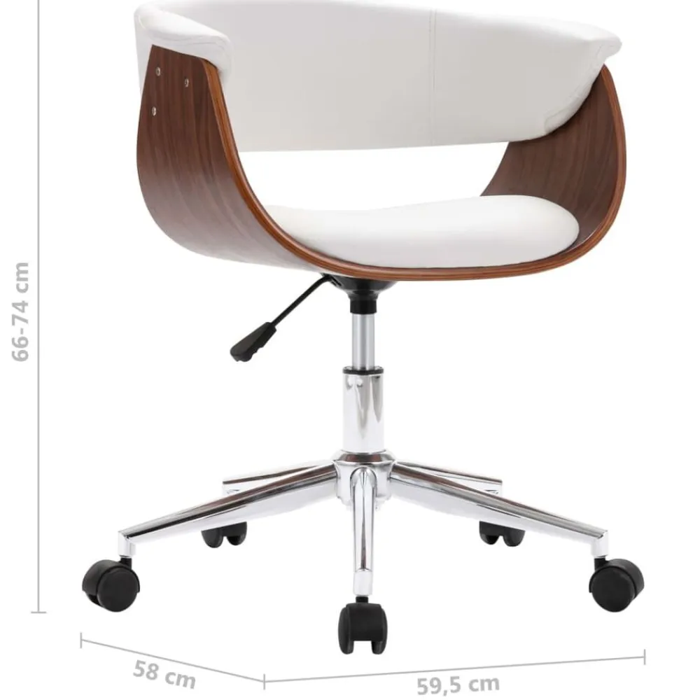 vidaXL Silla comedor giratoria madera curvada cuero sintético Blanco Clearance