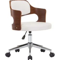 vidaXL Silla comedor giratoria madera curvada cuero sintético Blanco Outlet