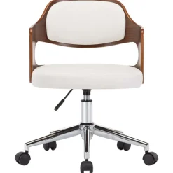vidaXL Silla comedor giratoria madera curvada cuero sintético Blanco Outlet