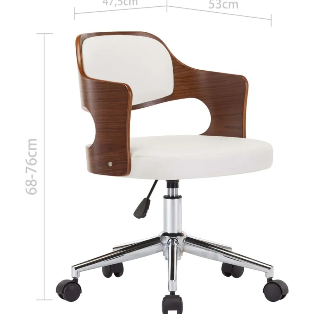 vidaXL Silla comedor giratoria madera curvada cuero sintético Blanco Outlet