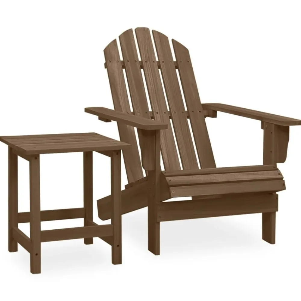 vidaXL Silla con otomana y mesa jardín Adirondack abeto macizo marrón Marrón New