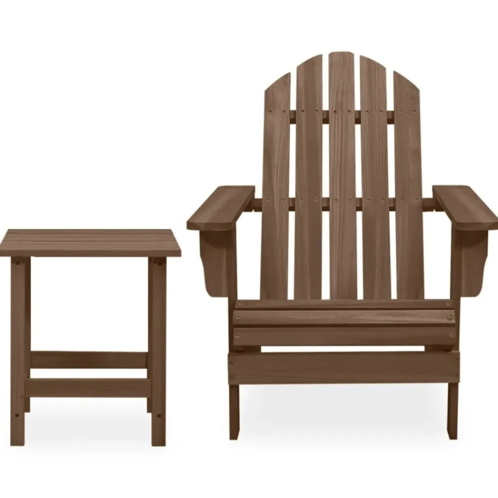 vidaXL Silla con otomana y mesa jardín Adirondack abeto macizo marrón Marrón New