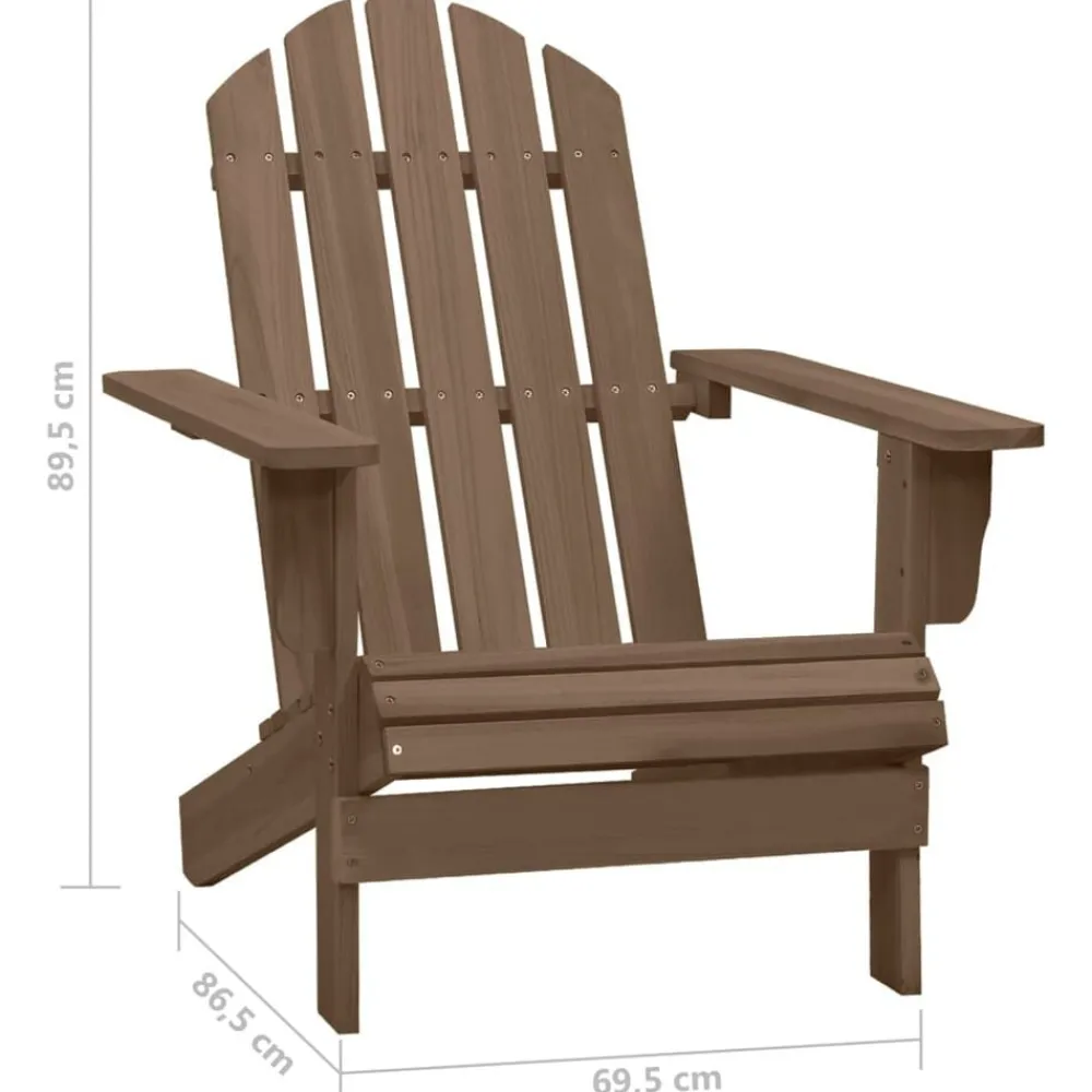vidaXL Silla con otomana y mesa jardín Adirondack abeto macizo marrón Marrón New