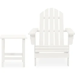 vidaXL Silla con otomana y mesa jardín Adirondack macizo abeto Blanco New
