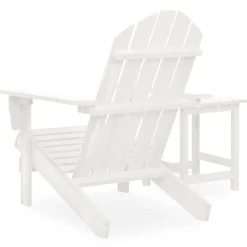 vidaXL Silla con otomana y mesa jardín Adirondack macizo abeto Blanco New