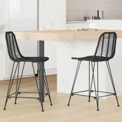 vidaXL Silla de Bar 2 pcs 44,5 x 54,5 x 97,5 cm Ratan e Hierro Negro Online