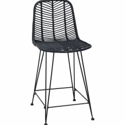 vidaXL Silla de Bar 2 pcs 44,5 x 54,5 x 97,5 cm Ratan e Hierro Negro Online