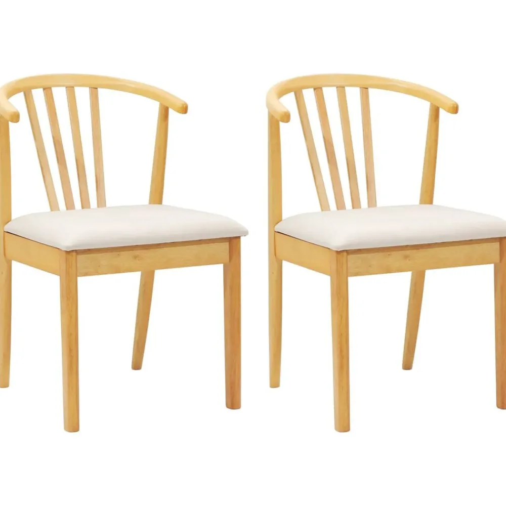 vidaXL Silla de comedor 2 pcs Madera de caucho sólida Natural y claro Best