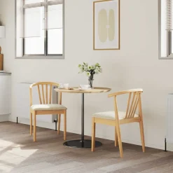 vidaXL Silla de comedor 2 pcs Madera de caucho sólida Natural y claro Best