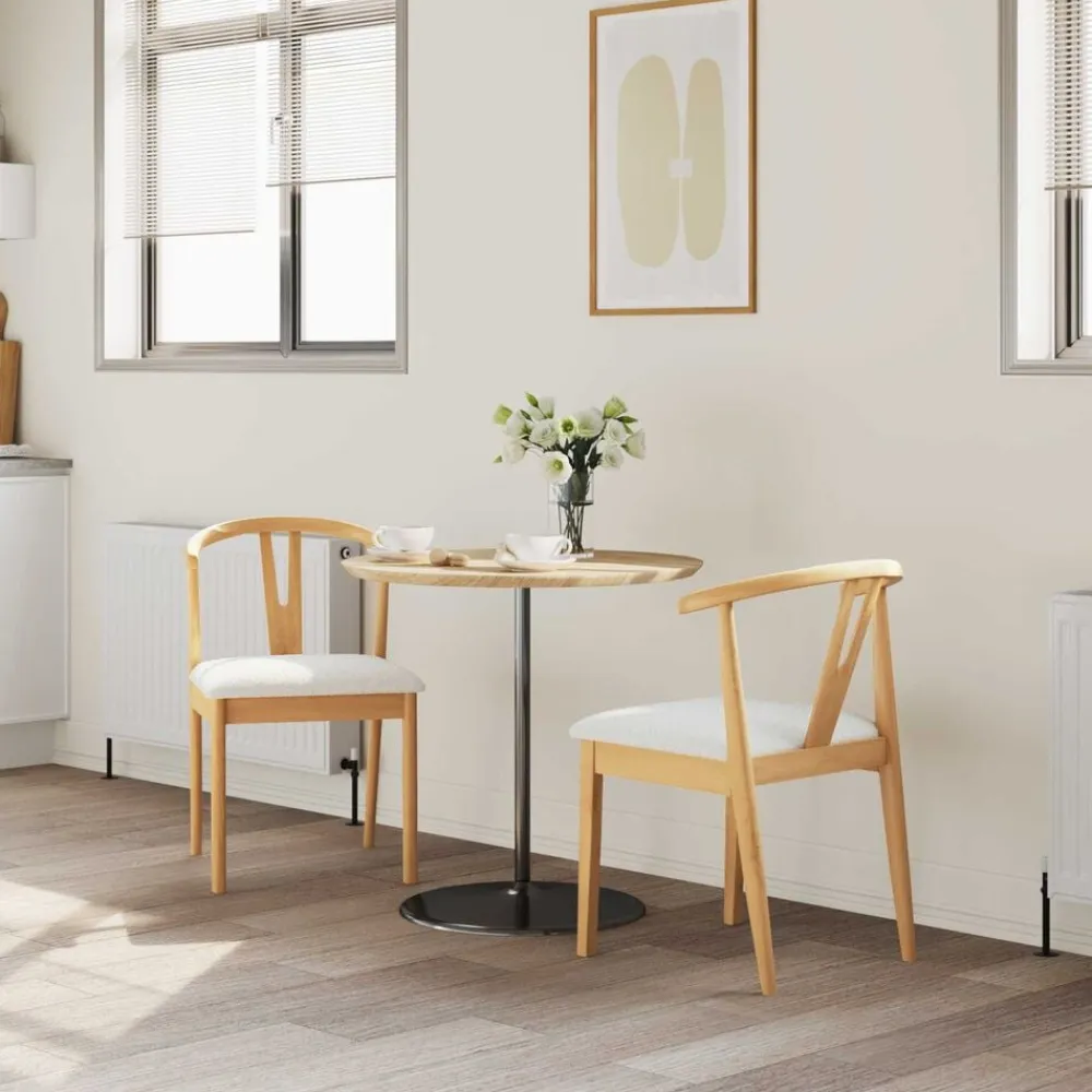vidaXL Silla de comedor 2 pcs claro Madera de Caucho Sólido Natural y Online