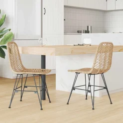 vidaXL Silla de comedor 2 pcs 44 x 47 x 85 cm Ratan e Hierro Natural Sale