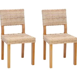 vidaXL Silla de comedor 2 pcs 46 x 55 x 84 cm Ratán Kubu Natural