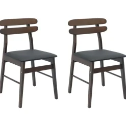 vidaXL Silla de comedor 2 pcs Marrón claro y negro marrón claro y negro Discount