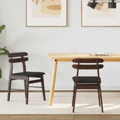 vidaXL Silla de comedor 2 pcs Marrón claro y negro marr&oacute;n claro y negro Discount