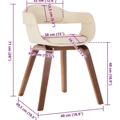 vidaXL Sillas-Silla de comedor de madera curvada y cuero artificial