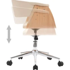 vidaXL Sillas-Silla de comedor giratoria madera curvada cuero sintético