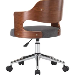 vidaXL Silla de comedor giratoria de madera curvada y tela Gris Outlet