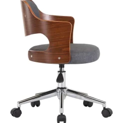 vidaXL Silla de comedor giratoria de madera curvada y tela Gris Outlet