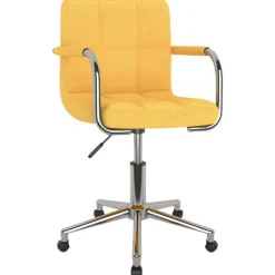 vidaXL Sillas-Silla de comedor giratoria de tela amarilla mostaza
