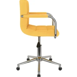 vidaXL Sillas-Silla de comedor giratoria de tela amarilla mostaza